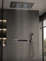Système de douche de plafond de luxe avec pluie, LED musicale extra large, 4 fonctions, cascade, pluie, jet d'eau, colonne de douche
