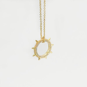 Vendita calda 18K oro placcato diamante <span class=keywords><strong>collana</strong></span> sole <span class=keywords><strong>con</strong></span> rame vuoto sole e scintillante zircone ciondolo Sunburst per le donne - Product Image 1