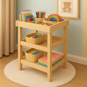 <span class=keywords><strong>Mesa</strong></span> de Actividades de Madera para Niños con Estante de Almacenamiento de 3 Niveles para Materiales de Arte, Juguetes y Libros para la Habitación Infantil - Product Image 2