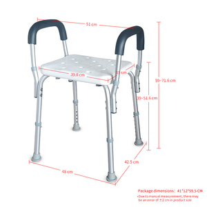 Chaises de douche réglables en hauteur en aluminium FuJiang BQ403E, équipement de sécurité pour la salle de bain pour personnes âgées et handicapées - Product Image 5