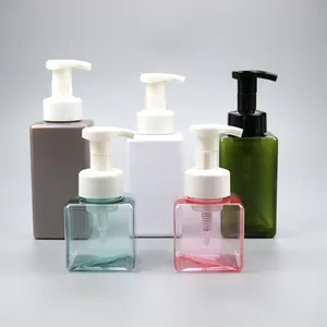 Plastique PETG PET personnalisé 250ml 450ml 500ml 650 ml 250 450 650 ml Bouteilles de nettoyage à pompe à mousse de forme carrée pour savon