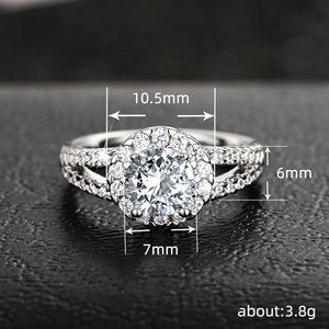 Anillo de Diamantes Plateado para Mujer, Corte Brillante Redondo, Diamante Sintético Cultivado en Laboratorio, Color G, Anillo de Compromiso - Product Image 4