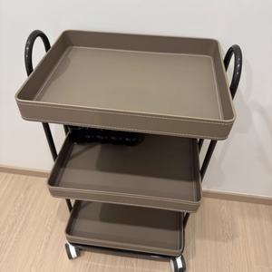 Light Luxury Saddle Leather Mobile Storage Rack Beauty Cart Hairdressing Nail Art Embroidery Beauty <b>Salon</b> Special Tool Cart - Product Image 6