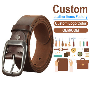 Cinturón de Cuero Genuino Personalizado, Hebilla de Color Sólido, Rectangular, de Hierro, Casual, para Hombre, Moldeado en una Sola Pieza, Duradero - Product Image 1