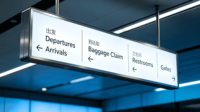 Pylône de signalisation publicitaire en acier inoxydable SERENA pour aéroport, gare, centre commercial, magasin, avec logo et nom de marque
