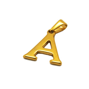 จี้สเตนเลสรูปตัวอักษรสีทอง18K คละจำนวนจี้ตัวอักษรสร้อยคอดีไซน์26รูปตัวอักษรไม้ไผ่จี้ตัวอักษร - Product Image 5