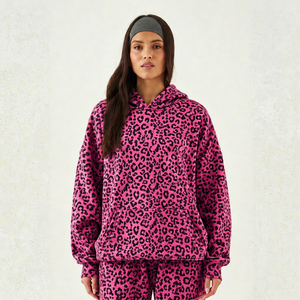 Sudadera con Capucha Premium para Mujer, Estampado de Leopardo Rosa, Invierno, Suave, al por Mayor, Estilo Urbano, a la Moda - Product Image 1