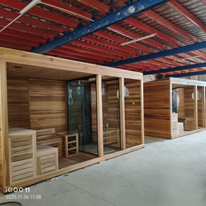 Cabine de sauna et de douche à vapeur combinée moderne 2 en 1, traditionnelle, avec bois de cèdre massif brûlant, cabanes de sauna à vapeur, anitaire - Product Image 2