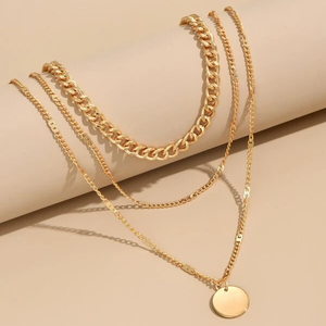 Ins Fashion 18k Gold Plated Clavicle Chain <strong>Necklace</strong> Stainless Steel <strong>Coin</strong> Double Layered <strong>Necklace</strong> for Women - Product Image 1