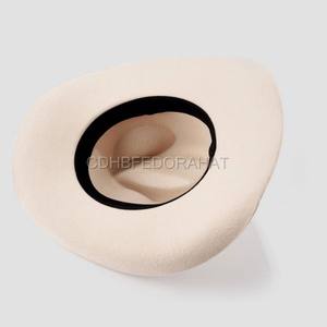 <span class=keywords><strong>Classique</strong></span> 100% Laine Beige Style Occidental Feutre Cowgirl/Cowboy Chapeaux pour Femmes/Hommes - Product Image 5