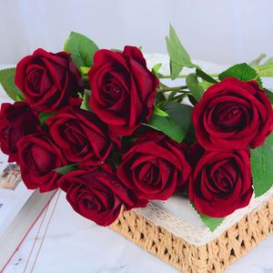 Flores de Seda Blancas Grandes, Ramo de Terciopelo al por Mayor, Rosas Artificiales para Boda, Decoración Bohemia para el Hogar, Decoración de Pared - Product Image 3