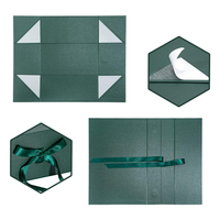 Boîte en papier cosmétique de luxe verte personnalisée avec ruban en satin, boîte cadeau recyclable pour mariage ou fête avec couvercles magnétiques