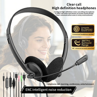 Casque de centre d'appels supra-auriculaire à réduction de bruit ENC avec micro externe, étanche IPX-4, ajustement personnalisé, vente en gros OEM/ODM