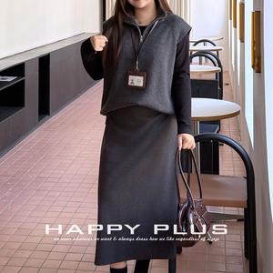 Gilet tricoté tendance demi-zip gris foncé grande taille pour femme en fibre acrylique couleur unie avec étiquette N9282 - Product Image 5