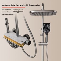Ensemble de douche pluie de qualité hôtelière avec affichage numérique, ensemble complet encastré pour salle de bain, jet doux, en aluminium spatial