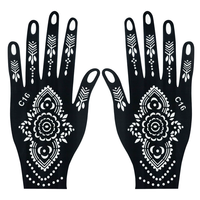 2026 Pochoirs de tatouage au henné pour mains et doigts, modèle ajouré en maille pour la peinture corporelle