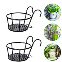 Vente en gros de jardinières suspendues pour balustrade, paniers suspendus en fer forgé, supports de pots de fleurs et de plantes pour balustrade ou clôture métallique, pour la maison