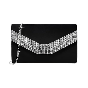 Women's Summer Black Velvet Envelope Clutch <b>Bag</b> Shoulder Chain Evening Wedding Prom Classic Fashion Geometric Beading Polyester - Product Image 1