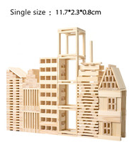100 Piezas de Bloques de Construcción de Madera, Juego de Dominó Apilable, Juguetes Educativos de Aprendizaje Preescolar para Niños y Niñas