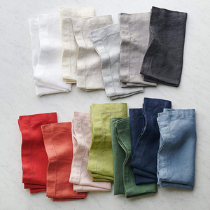 Serviettes de cocktail classiques décoratives faites à la main en gros, en coton, lin et flax, teintes unies, avec ourlet festonné, pour mariage, dîner en famille - Product Image 1