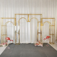 Arche de mariage en acier inoxydable doré, forme cœur, ronde et carrée, avec cadre métallique pour décoration de scène de cérémonie et toile de fond florale