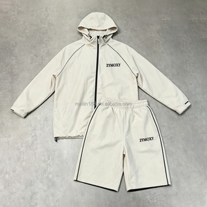 Factory Custom Tracksuit Casual Lightweight Men's Tracksuit Set <b>Zip</b> <b>up</b> <b>Jacket</b> and Shorts Set Polyester Nylon Tracksuit - Product Image 1