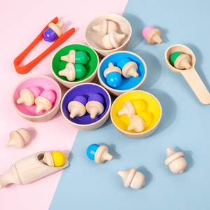 Jeu d'association Montessori en bois : Tasses de tri des couleurs et de comptage pour tout-petits et enfants d'âge préscolaire – Jouet de développement de la motricité fine - Product Image 2