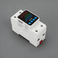 NIN 63A Relais de protection contre les surtensions et les sous-tensions réglable sur rail DIN 3-en-1 avec affichage et compteur AC KWh/Watt en cuivre