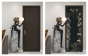 Autocollant de porte d'entrée 3D, 1 pièce, décor pour <span class=keywords><strong>Halloween</strong></span>, effrayant, gribouillage, fantôme - Product Image 6