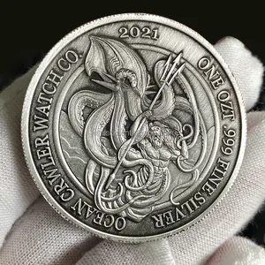 Benutzer definierte hochwertige One Ozt. 999 feine Silber Andenken münze, antike Silber hastur cthulhu Kraken / Poseidon Münzen als Geschenk