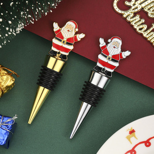 Santa Claus <b>Wine</b> Stopper Gold And Silver Metal Christmas Holiday Gift - Product Image 1