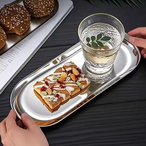 Nordic Stainless Steel Metal Restaurant Tray Eco-Friendly Matte Gold Oval Plate <strong>Dish</strong> for Party Fruit Dessert Service - Product Image 4
