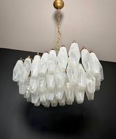 Lustre en verre de Murano avec verres en albâtre blanc