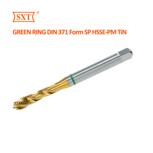 <span class=keywords><strong>Taraud</strong></span> de machine ISO2 (6H) à anneau vert DIN 371 Forme C SP HSSE-PM TiN - M3 x 0.5 M4 x 0.7 M5 x 0.8 M6 x 1.0 à cannelures spirales - Product Image 1