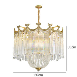 Lustre en cristal tout en cuivre de style rétro français, lumière de salon de luxe américaine, style européen grandiose pour chambre à coucher, salle à manger - Product Image 3