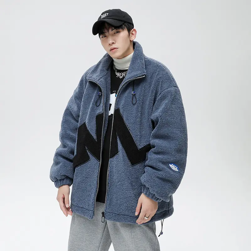 Wholesale Oversize Jacket Casual High Street Fashion Zip Up Man Coat 100 Percent Polyester Zipper Fleece Sherpa Jacket