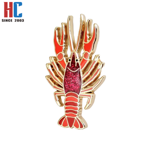 20 ans d'usine personnalisé métal rouge écrevisse homard émail broche vie marine océan et aquarium créatures artisanat cadeau - Product Image 4