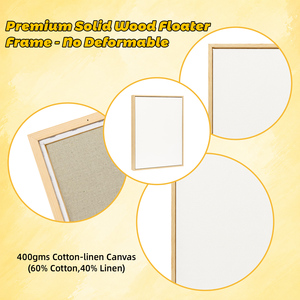 Paquete de 3 Marcos Flotantes de 12x16 Pulgadas, Envueltos <span class=keywords><strong>en</strong></span> Lona, Mezcla de Algodón y Lino (400 GSM), Lienzos <span class=keywords><strong>en</strong></span> Blanco de 15 oz Sin Ácido para Óleos y Acrílicos - Product Image 3