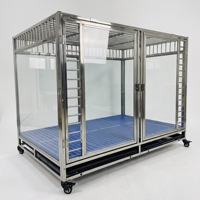 Cage pour chien en acier inoxydable résistante aux morsures, Overlord, pour petits chiens corpulents, avec plateau intégré, pour transport intérieur, fournitures pour animaux de compagnie