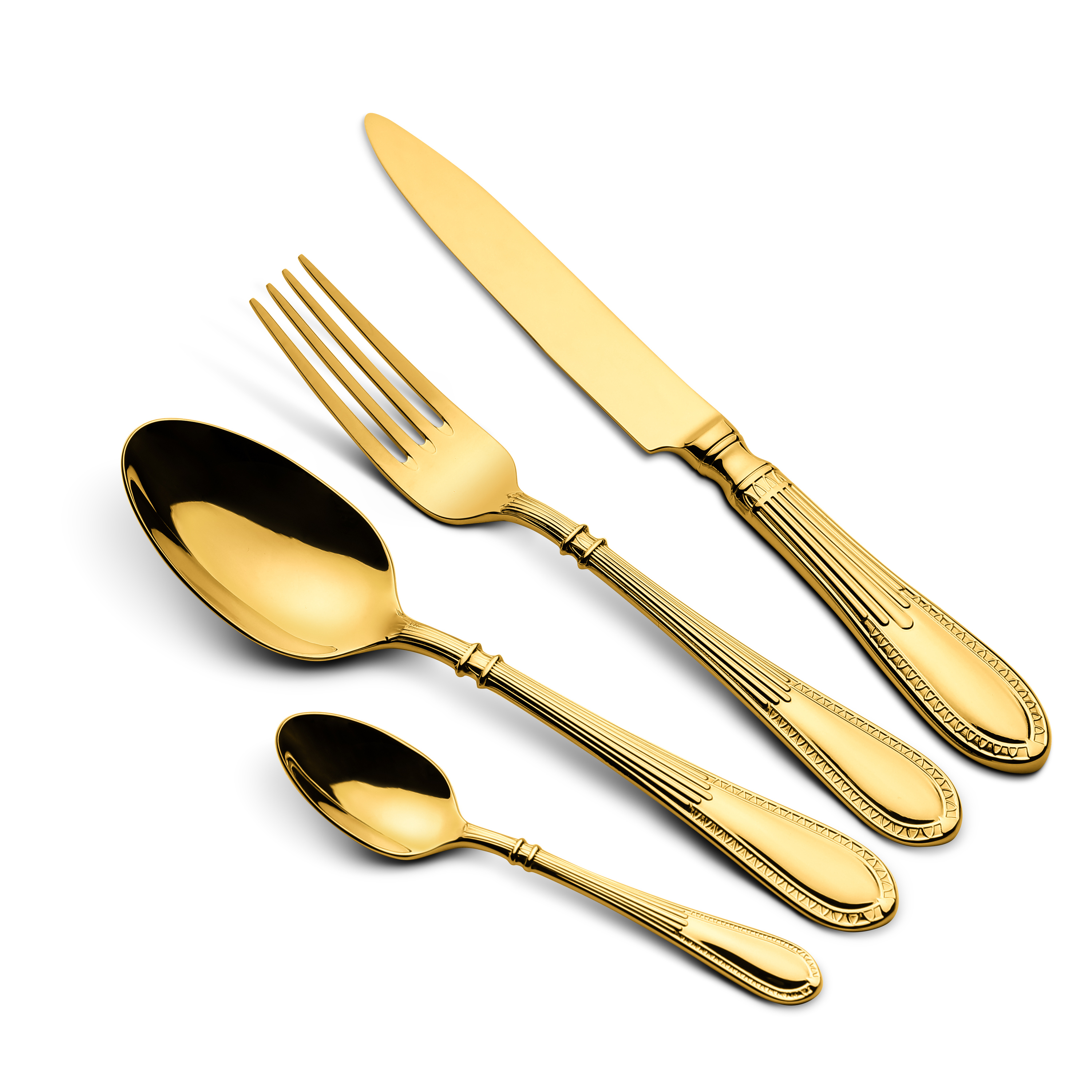 Modern Luxury 18/10 Stainless Steel Cutlery Set Mirror Polished Gold Spoon Silverware Flatware for Weddings and Hotels