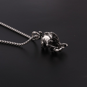 Collier Punk avec <span class=keywords><strong>pendentif</strong></span> en forme de <span class=keywords><strong>sanglier</strong></span>, collier en alliage avec animaux primitifs, chaîne de pull, bijoux de mode, cadeau - Product Image 2