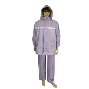 custom lightweight waterproof polyester raincoat suit riding rain coat pvc with reflector jacket and trousers