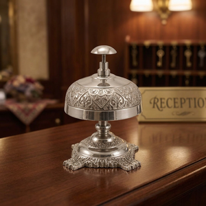 Campana de Llamada Ornamental de Latón con Acabado Plateado para Recepción, Hotel, Restaurante, Mostrador de Servicio, Oficina, Spa - Product Image 2