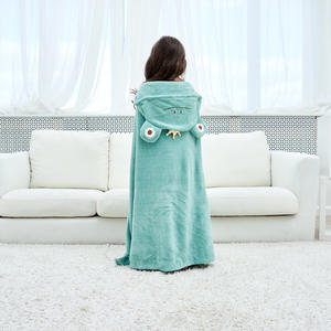 80*80cm Serviette <span class=keywords><strong>de</strong></span> <span class=keywords><strong>bain</strong></span> à capuche pour bébé Visage d'animal mignon Motif <span class=keywords><strong>de</strong></span> dessin animé Polaire corail Poncho <span class=keywords><strong>Cape</strong></span> pour garçons et filles Techniques tissées - Product Image 6