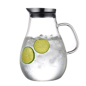 <span class=keywords><strong>Carafe</strong></span> en verre borosilicate de 2 L de conception européenne, fabriquée à la main, avec couvercle en acier inoxydable, sans <span class=keywords><strong>plomb</strong></span>, résistante à la chaleur, écologique et portable - Product Image 6