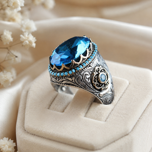 Anello Vintage con Gemma Verde per Uomo, Stile Artigianale Europeo e Americano, Gioiello di Moda - Product Image 3