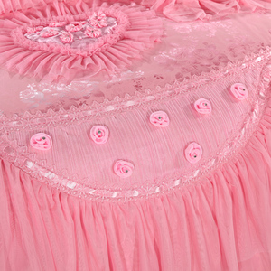 Korean Style Lace Princess Embroidered Pink Red Wedding <strong>Bed</strong> Spreads With <strong>Bolsters</strong> Flower Curtain Bedding Set - Product Image 2