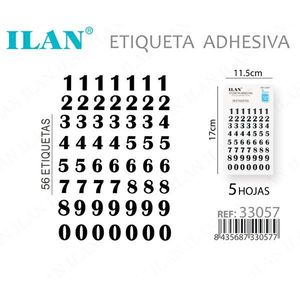 Etichette Adesive ILAN 11,5x17cm, 56 Etichette per Foglio, 5 Fogli Numerati da 0 a 9, Etichette per Indumenti - Product Image 1