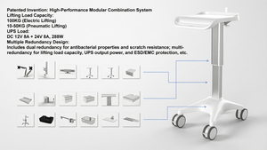Современная мобильная медицинская тележка-рабочая станция для больниц с креплением VESA, выдвижной катушкой для кабелей и отсеком для хранения, для стоматологии - Product Image 2