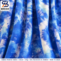 Tissu en maille côtelée extensible respirant imprimé sur mesure 220 g/m² 95 % polyester 5 % élasthanne doux et absorbant pour vêtements (hauts)